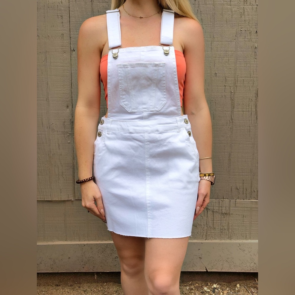 White Overall Dress
